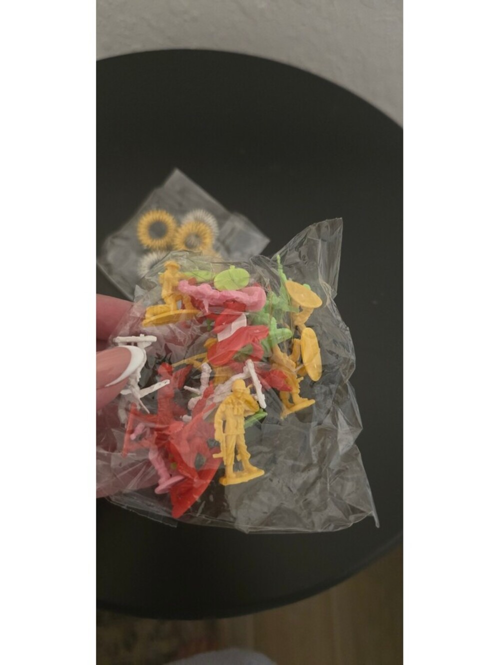 Vintage Plastic Toy Soldiers and Wheels Set also spiky sensory fidget rings